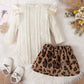 Baby Girl Letter Graphic Sweater and Leopard Skirt Set_1