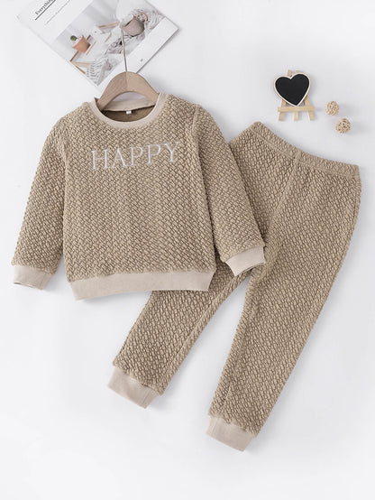 Kids HAPPY Textured Top and Joggers Set_0