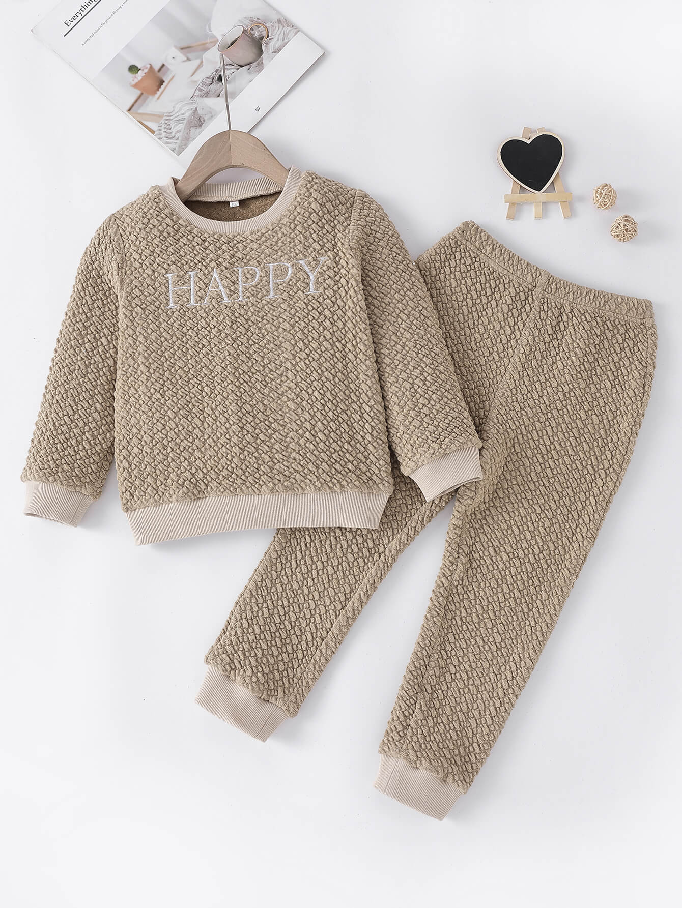 Kids HAPPY Textured Top and Joggers Set_1