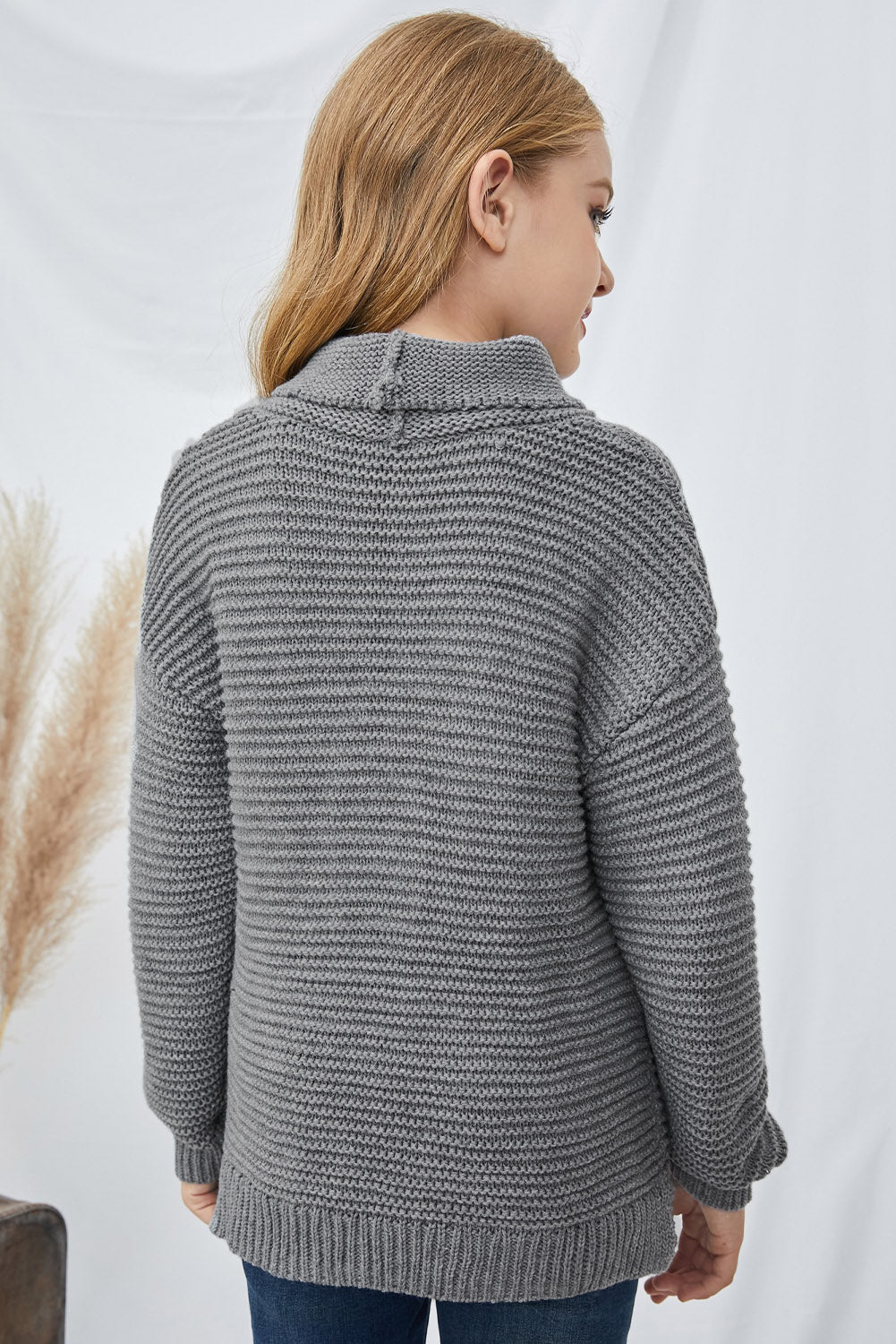 Girls Dropped Shoulder Turtleneck Sweater_19