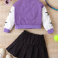 Girls Contrast Bomber Jacket, Tank, and Pleated Skirt Set_1