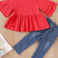 Toddler Peplum Top and Embroidered Jeans set_2