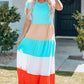 Color Block Round Neck Maxi Dress For Women_1