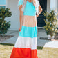 Color Block Round Neck Maxi Dress For Women_4