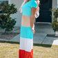Color Block Round Neck Maxi Dress For Women_5