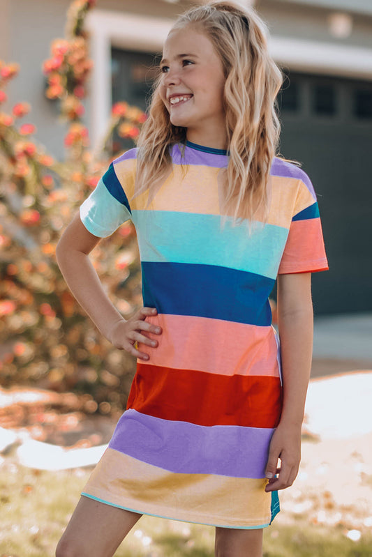 Color Block Side Slit Mini Dress For Girls_0