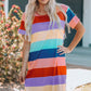 Color Block Side Slit Mini Dress For Women_1
