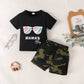 MAMA'S BOY Graphic T-Shirt and Camouflage Shorts Set_0