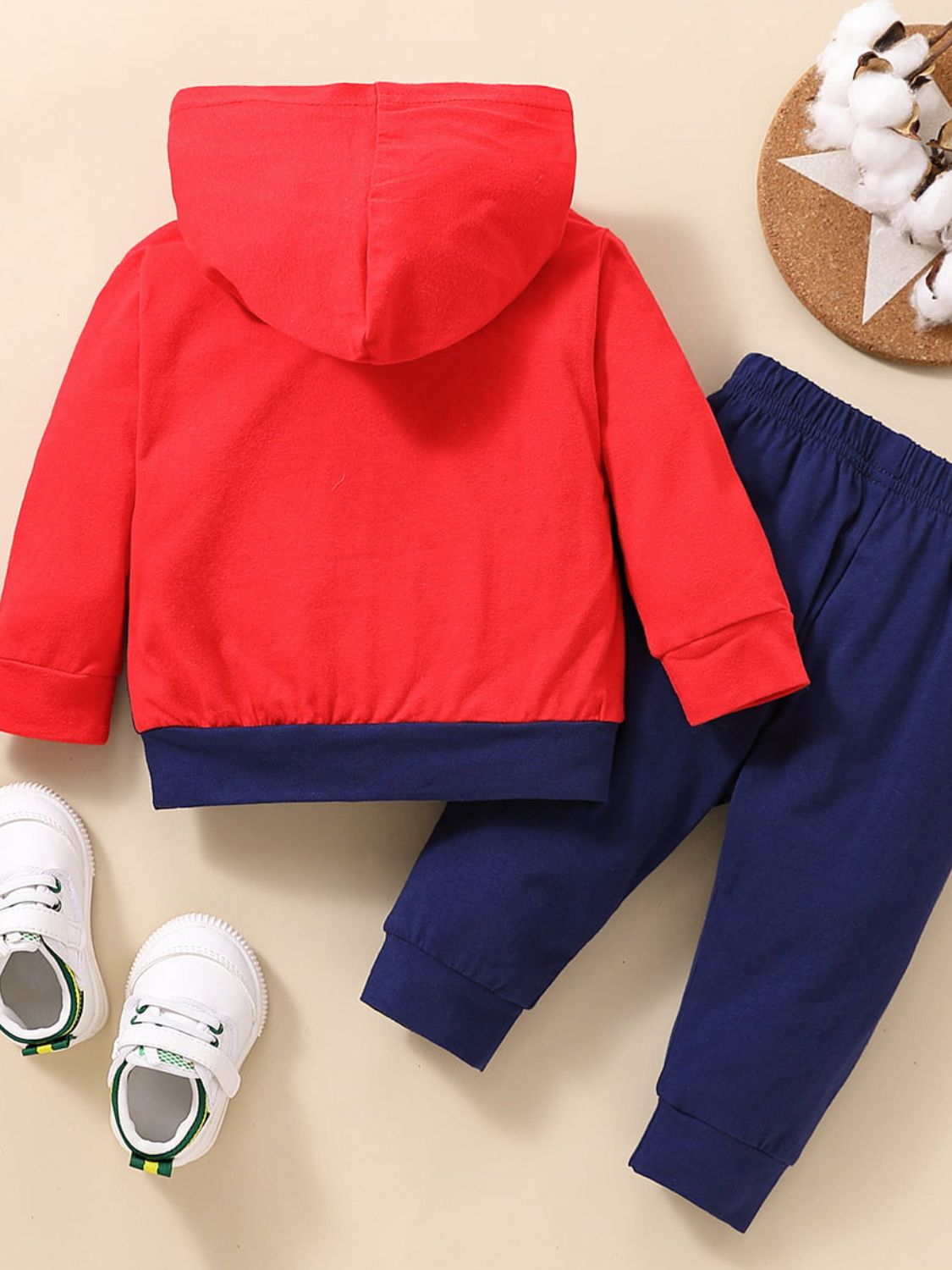 Baby Color Block Graphic Hoodie and Joggers Set_1