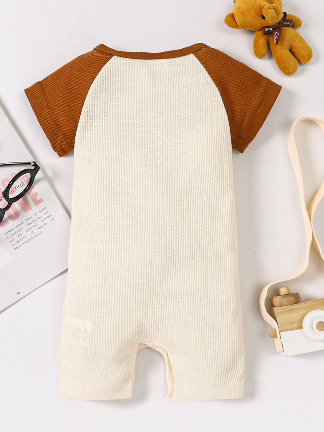 Baby Bear Graphic Waffle-Knit Round Neck Jumpsuit_1
