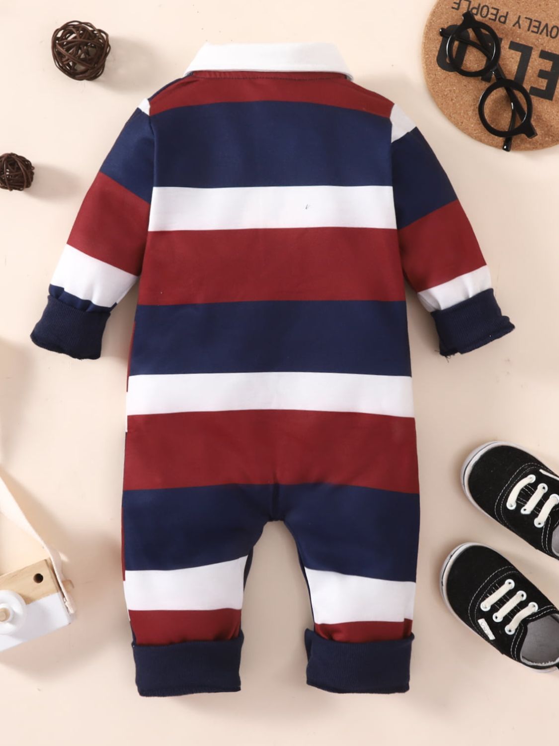Baby Striped Collared Neck Jumpsuit_1
