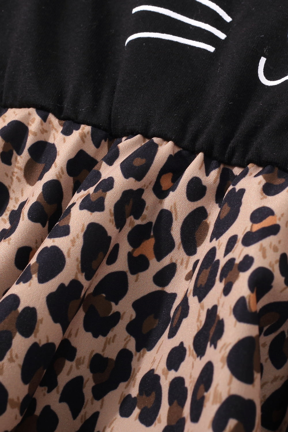 Girls Leopard Graphic Handkerchief Hem Spliced Dress_5